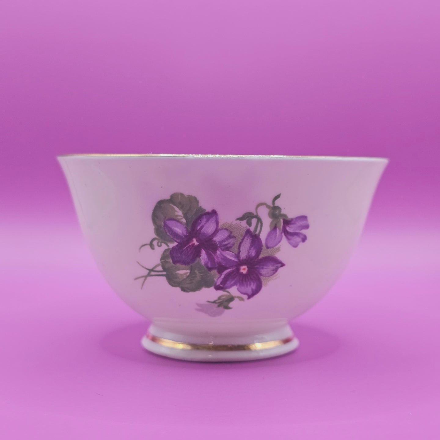 Sutherland English Bone China "Devon Violets" Mini Sugar Bowl | 4 oz Candle