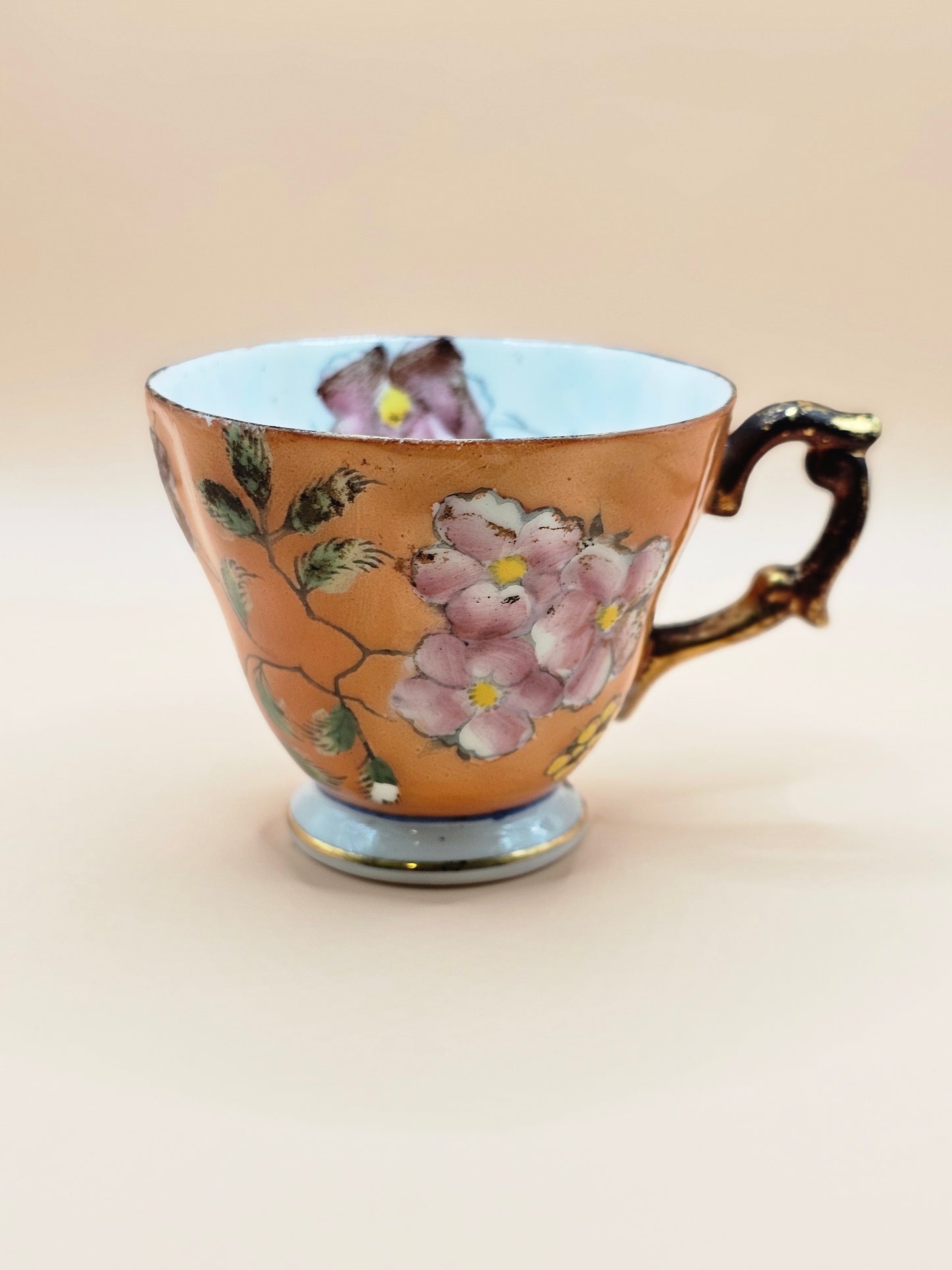 ST China, Hand painted Orange Floral Teacup