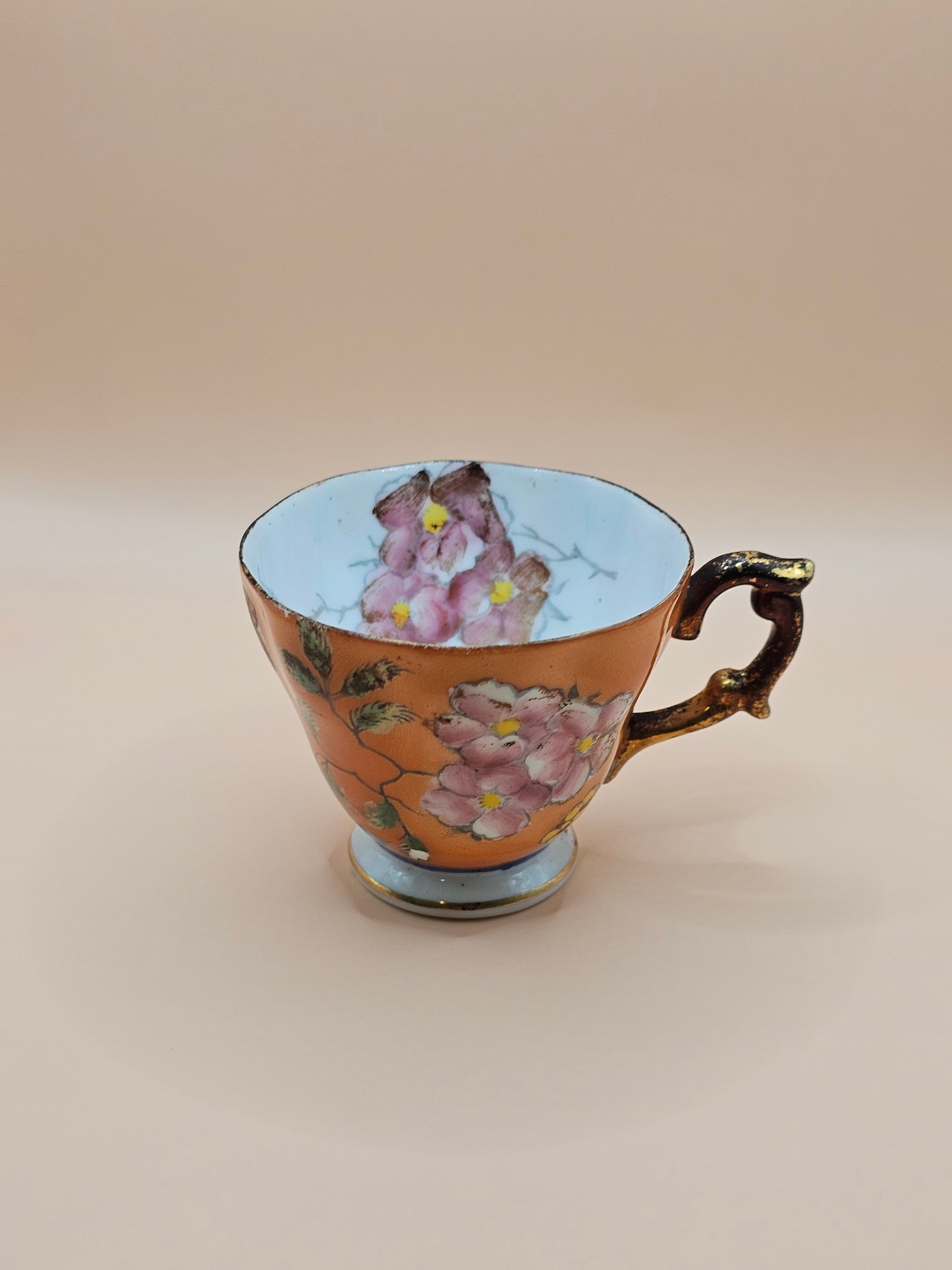 ST China, Hand painted Orange Floral Teacup