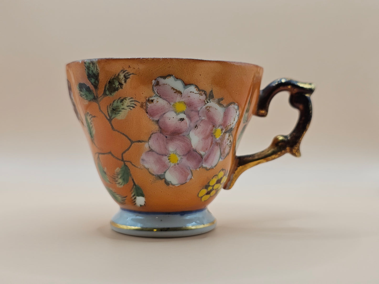 ST China, Hand painted Orange Floral Teacup