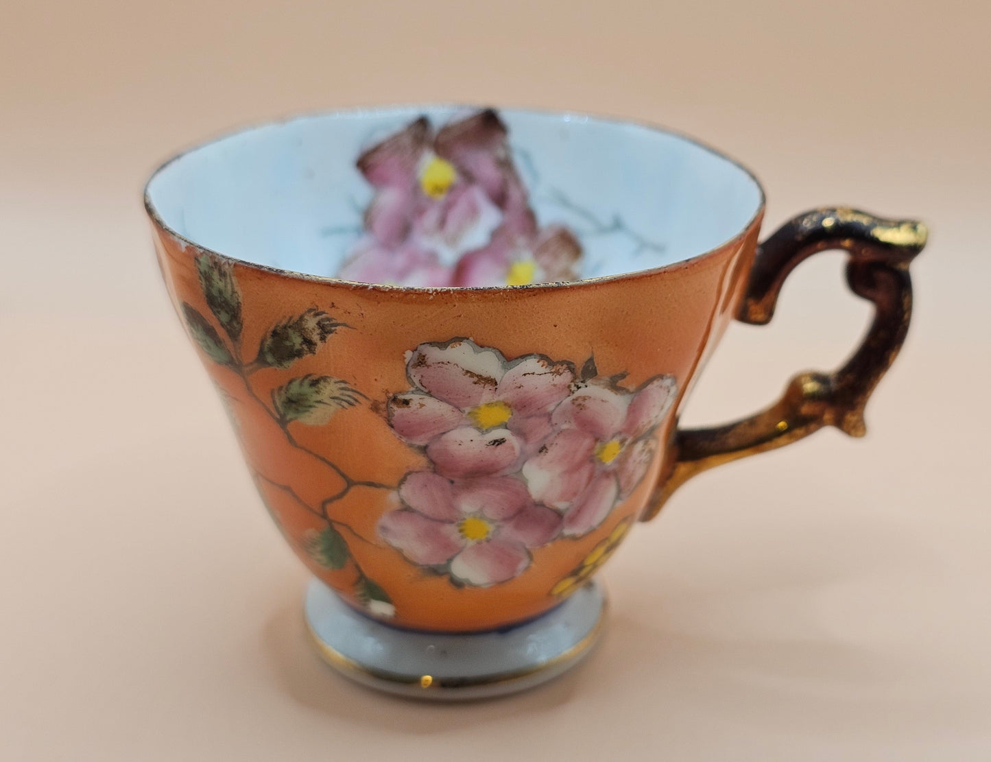 ST China, Hand painted Orange Floral Teacup