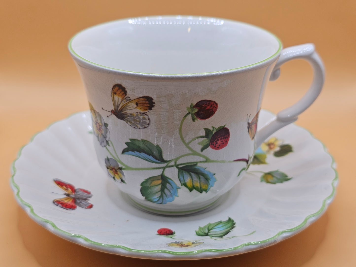 James Kent Old Foley Strawberry Cup and Saucer