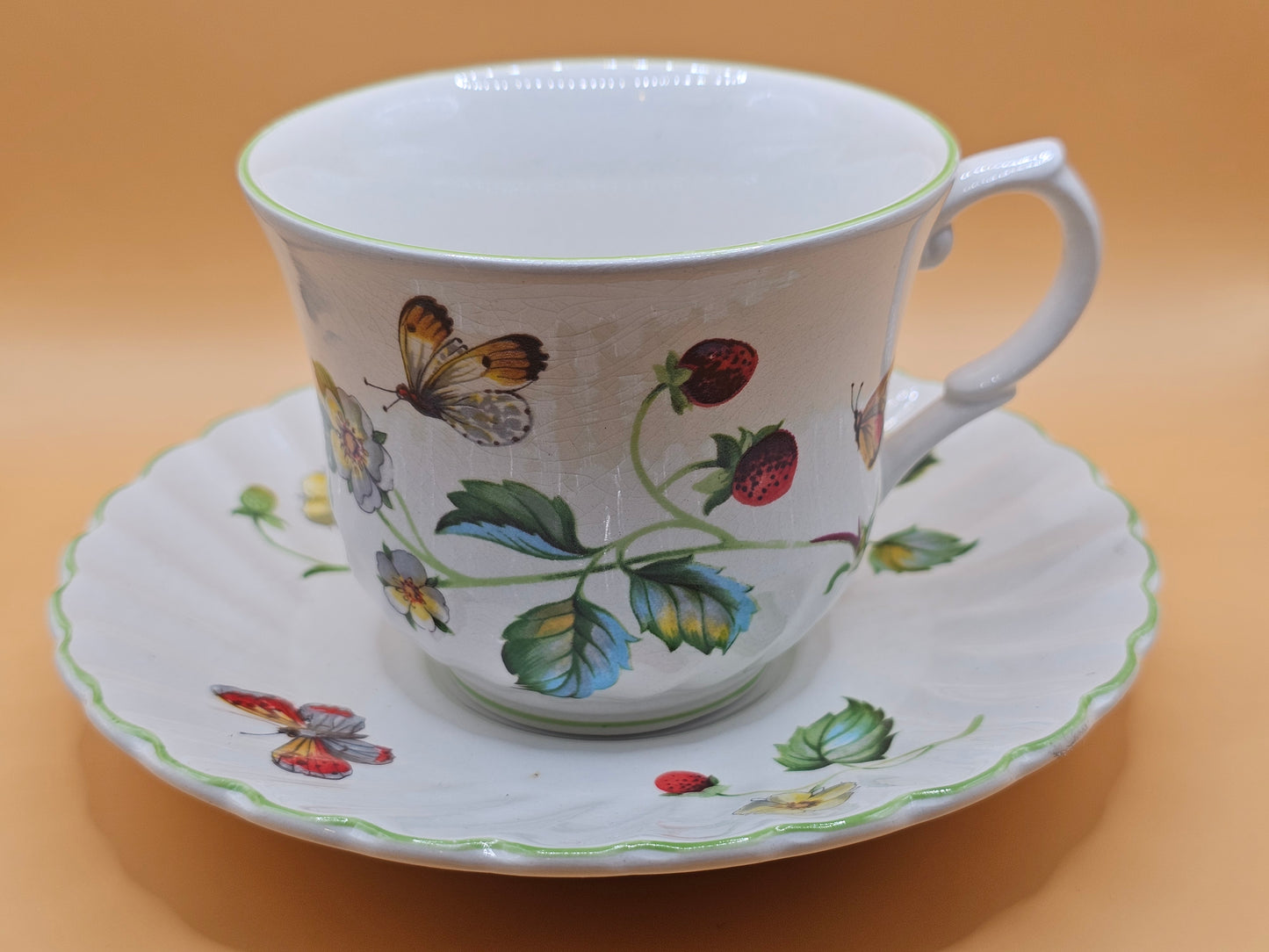 James Kent Old Foley Strawberry Cup and Saucer