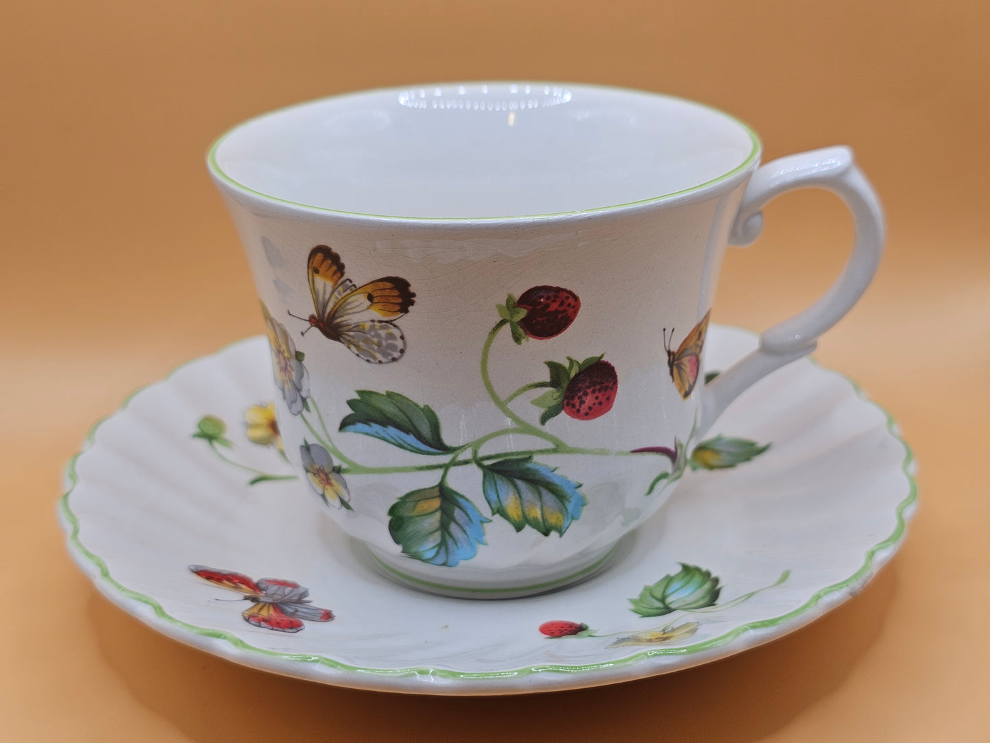 James Kent Old Foley Strawberry Cup and Saucer