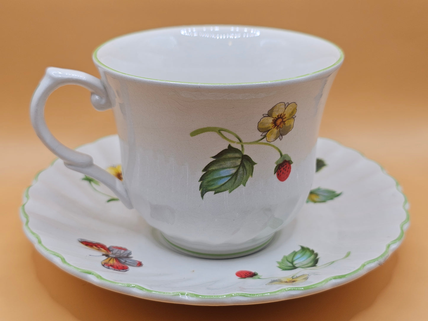 James Kent Old Foley Strawberry Cup and Saucer