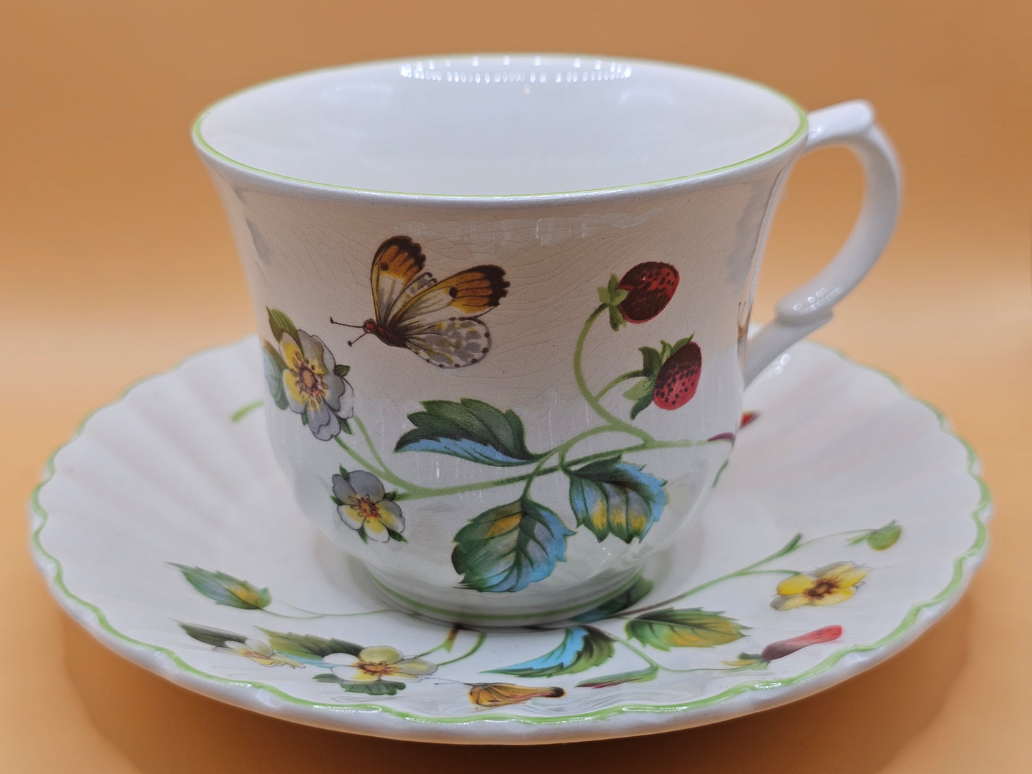 James Kent Old Foley Strawberry Cup and Saucer