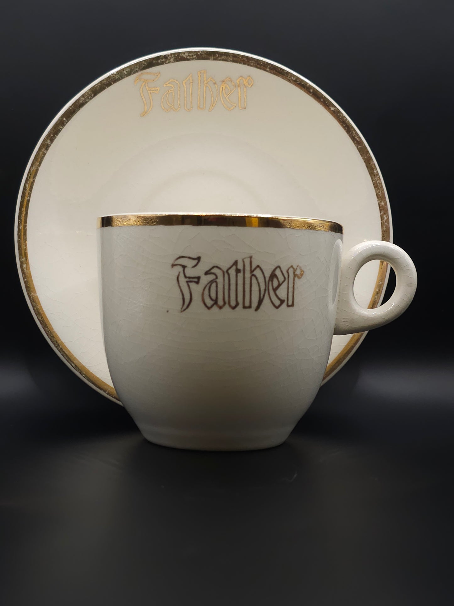 (SOLD) 'Father' Cup & Saucer Candle