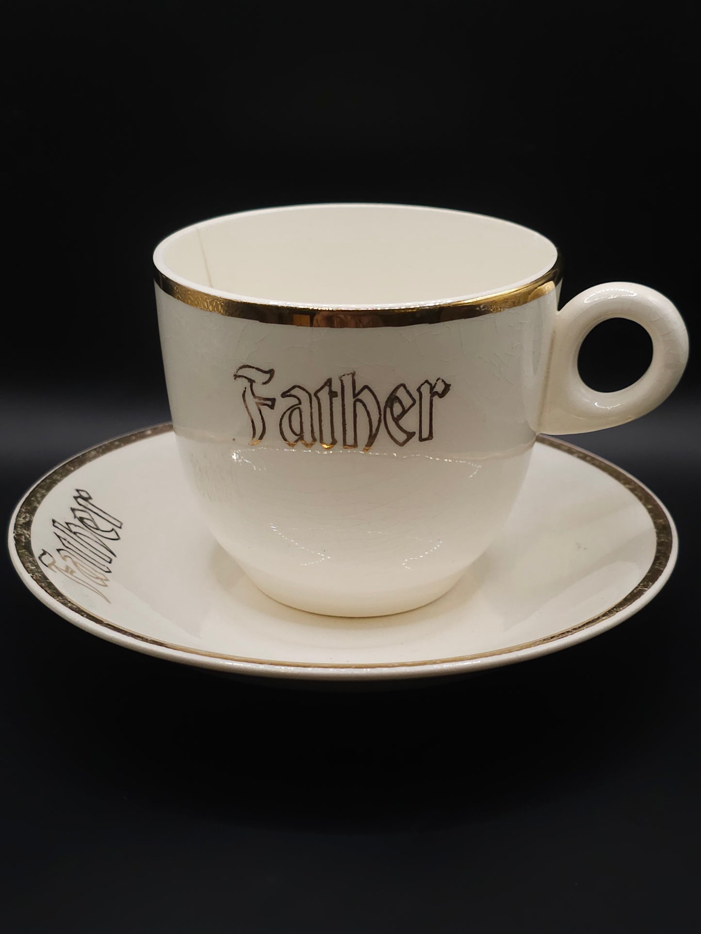 (SOLD) 'Father' Cup & Saucer Candle