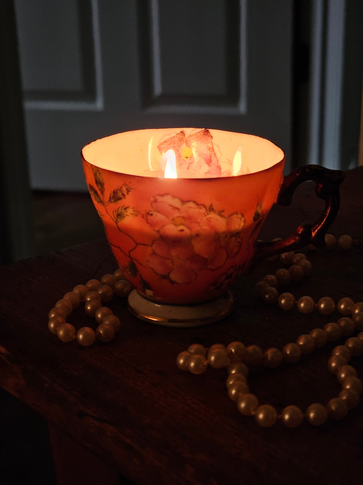 ST China, Hand painted Orange Floral Teacup