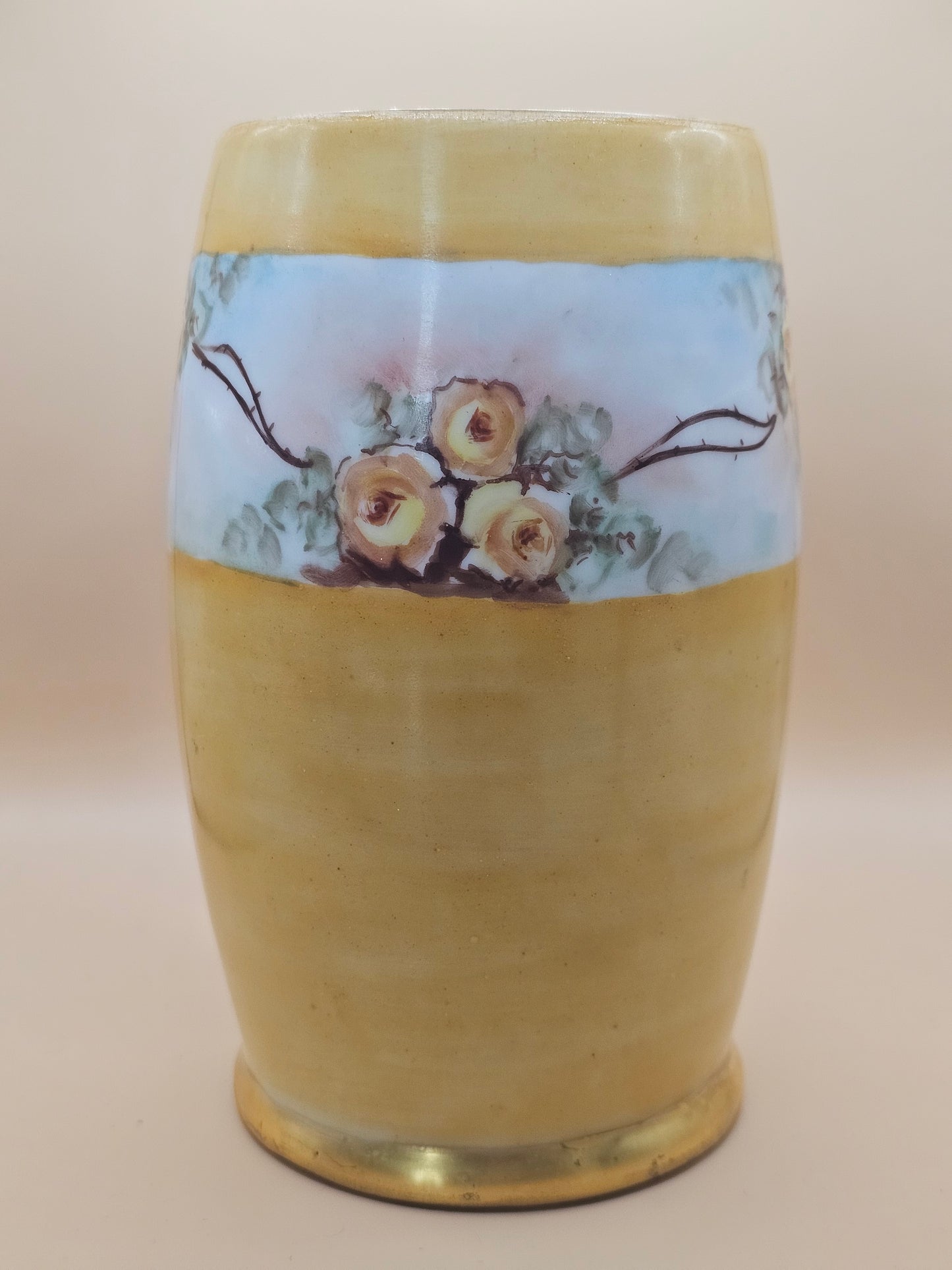 Rare Hand-Painted Yellow Mug with Gold Lizard Candle Mug, 1911 | 24 oz