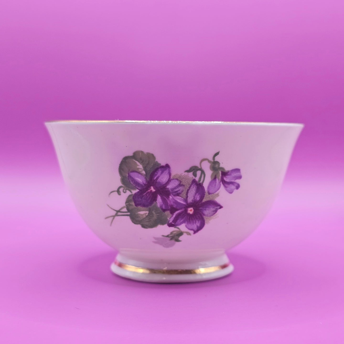 Sutherland English Bone China "Devon Violets" Mini Sugar Bowl | 4 oz Candle