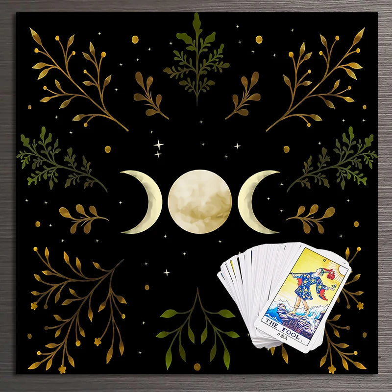 Triple Moon Olive Leaf Altar/Tarot Cloth