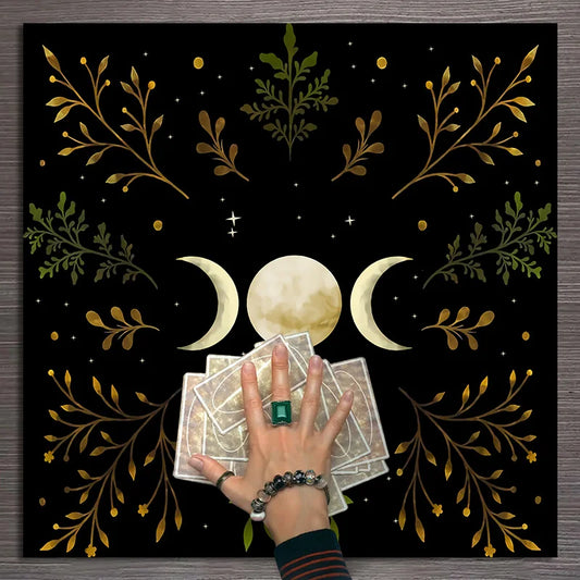 Triple Moon Olive Leaf Altar/Tarot Cloth