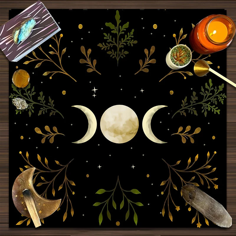 Triple Moon Olive Leaf Altar/Tarot Cloth