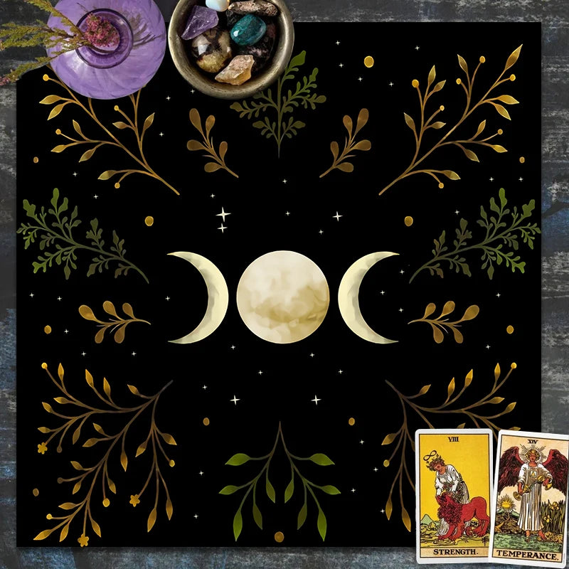 Triple Moon Olive Leaf Altar/Tarot Cloth