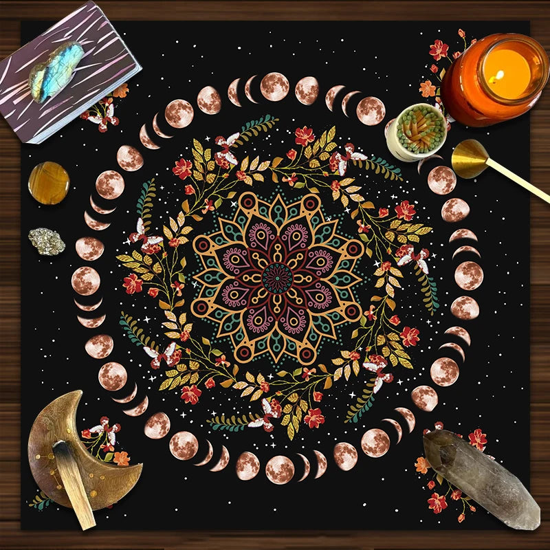 Moon Phase Flower Tarot/ Altar Cloth