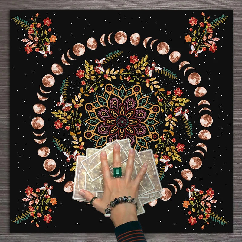 Moon Phase Flower Tarot/ Altar Cloth