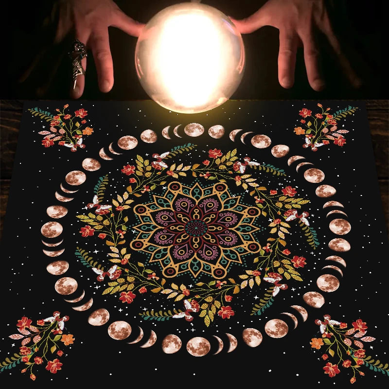 Moon Phase Flower Tarot/ Altar Cloth