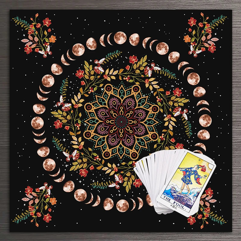 Moon Phase Flower Tarot/ Altar Cloth